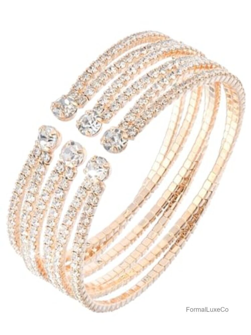 Multi Row Layered Crystal Rhinestone Cuff Bracelet Bridal Jewelry